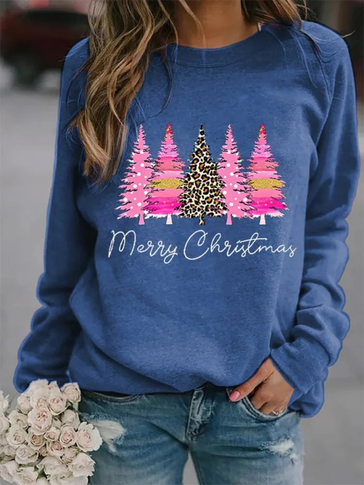 Horse Christmas Tree 3D Print Raglan Sleeve Sweatshirts Women's Oversized Pullovers Hoodies Female Streetwear Woman Clothing