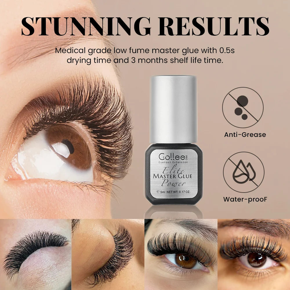 Gollee 0.5s Fast Drying Eyelash Extensions Glue 5ml Lashes Glue 6-8 Weeks Lasting Waterproof Salon Professional Eyelashes Makeup