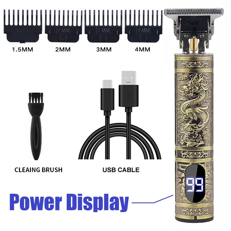 Vintage Hair Clipper T9 Hair Cutting Machine USB Fast Charging Shaver Barber Cordless Hair Trimmer For Men's Barbe