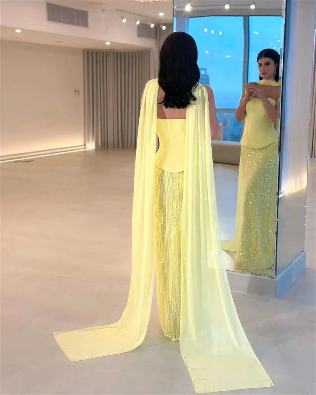 Mina Customized Beads Prom Dresses Elegant Evening Party Dresses for Special Occasions Piglet Breast Two Pieces Without Straps