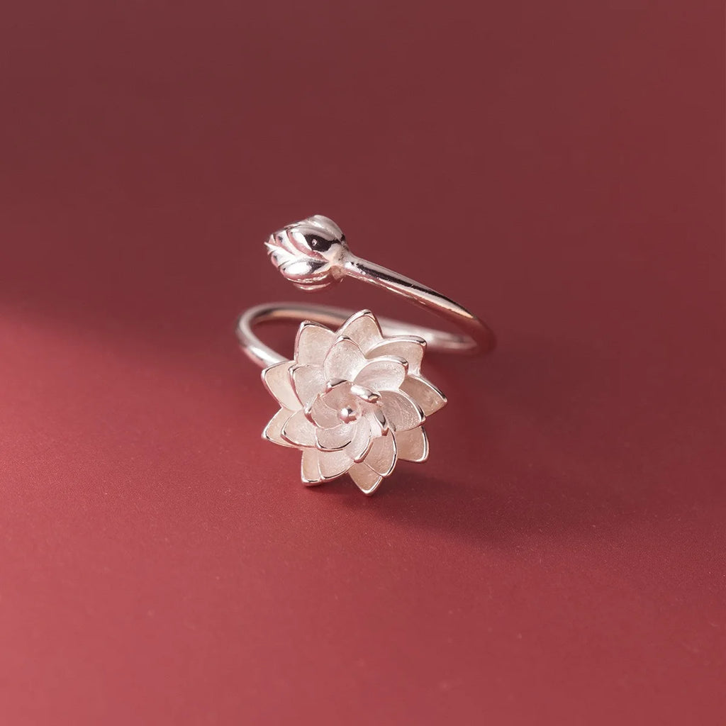 925 Sterling Silver Rings For Women Geometric Fine Jewelry Finger Adjustable Cute Flower Leaf Zirco Ring For Party Birthday Gift
