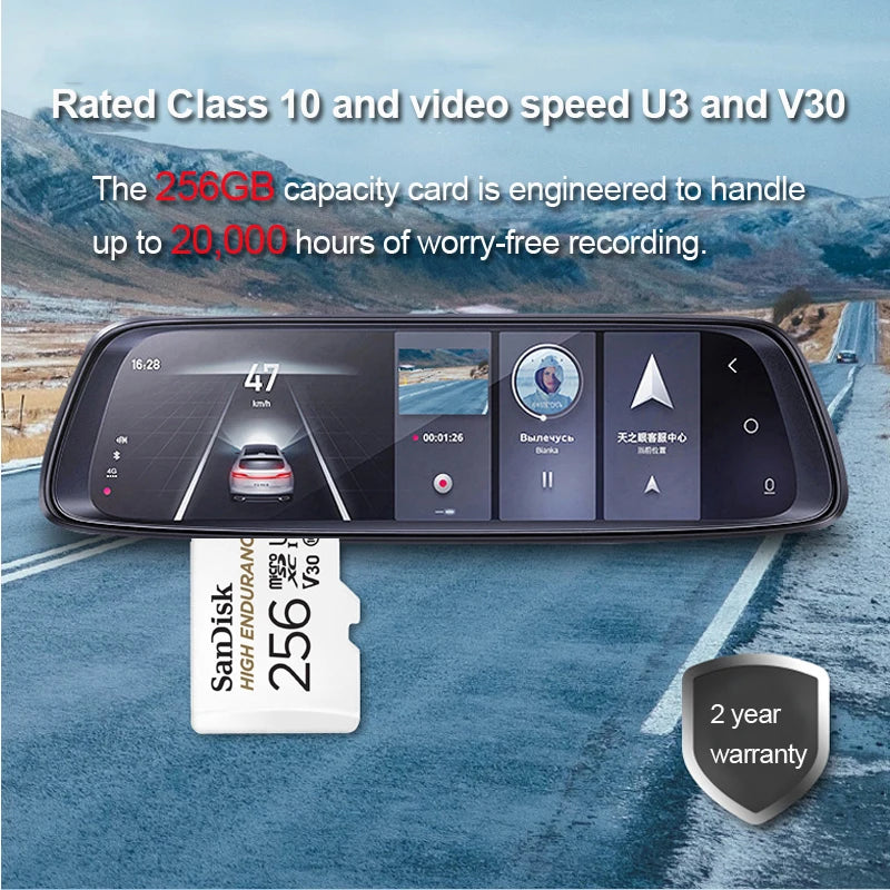 SanDisk MicroSD Memory Card 32GB MicroSDHC 64GB 128GB 256GB MicroSDXC C10 U1 V30 U3 TF Cards for Dash Cam Home Video Monitoring