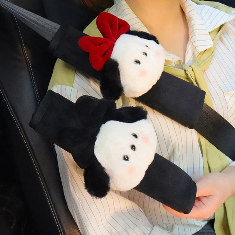 1pc Cute Cartoon Bow Dog Car Seatbelt Cover Seat Belt Harness Cushion Auto Shoulder Strap Protector Pad for Children Women