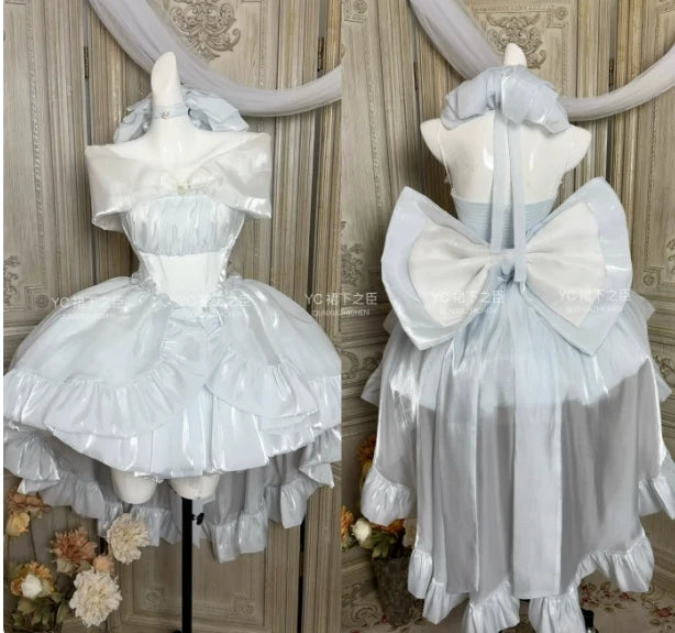 French Style Ladies Fairy Pink Strapless Dress 2025 Spring Summer Lolita Big Bow Princess Puff Short Party Evening Dresses