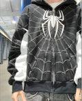 Men Spider Print Hoodies Women Hip Hop Zipper Long Sleeve Jacket Coats Y2k Autumn Winter Harajuku Casual Loose Hooded Sweatshirt