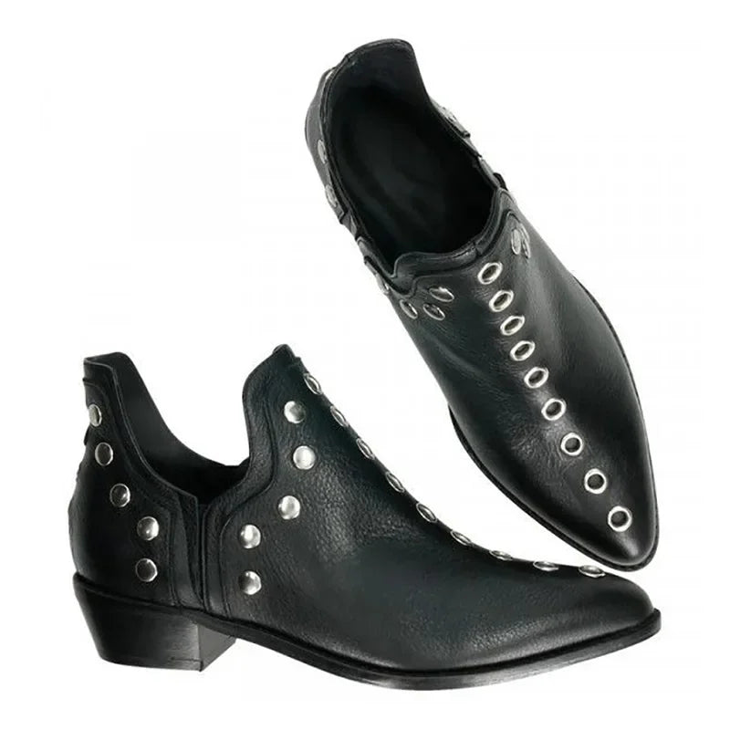 Plus Size43 Ankle Boots Women Autumn Winter New Versatile Pointed Rivet Personalized Short Boots for Women