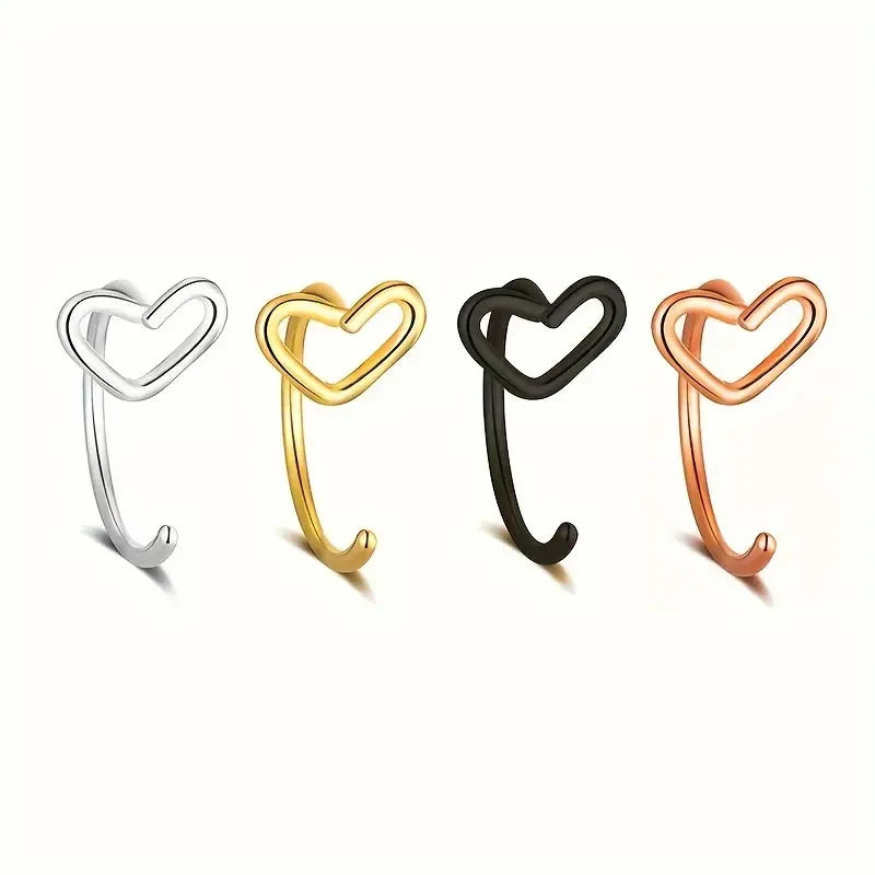 1pc Simple Heart-Shaped Nose Ring 20G Stainless Steel Piercing Jewelry for Women Daily Wear Body Piercing Accessory