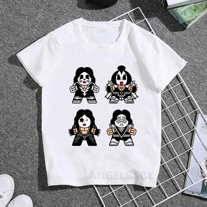 Stormtrooper Fans Kiss Rock Band Print Fashion Kids T shirt Girls Summer Tops Baby Boys Clothes Children Short Sleeve T-shirts