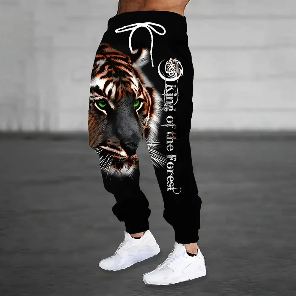 Men's Loose Pocket Draw Rope Sports Sweatpants Winter New Thick Warm Men's Sweatpants Fashion Color Skull Printed Sweatpants