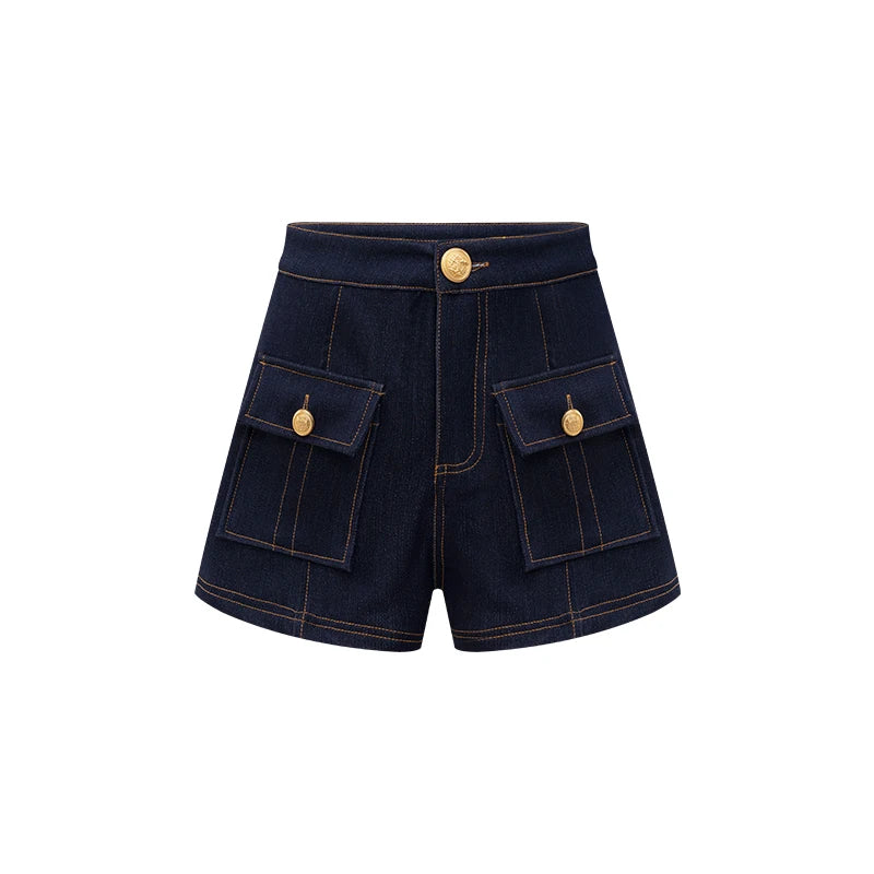 High Waist Straight Leg Jeans Ladies First Design Spring New Style Slimming Shorts with Outer Pockets Casual Pants for Women