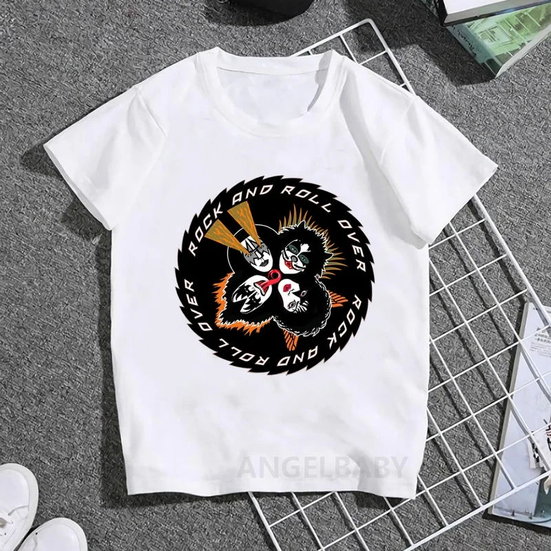 Stormtrooper Fans Kiss Rock Band Print Fashion Kids T shirt Girls Summer Tops Baby Boys Clothes Children Short Sleeve T-shirts