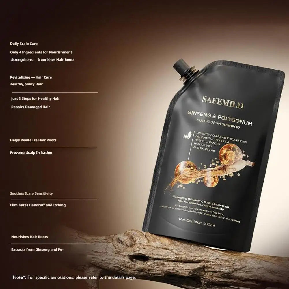 Hair Growth Shampoo Ginseng & Polygonum Multiflorum Shampoo Deep Cleaning Nourishing Smoothing Repairing Dry Damaged Hair Care
