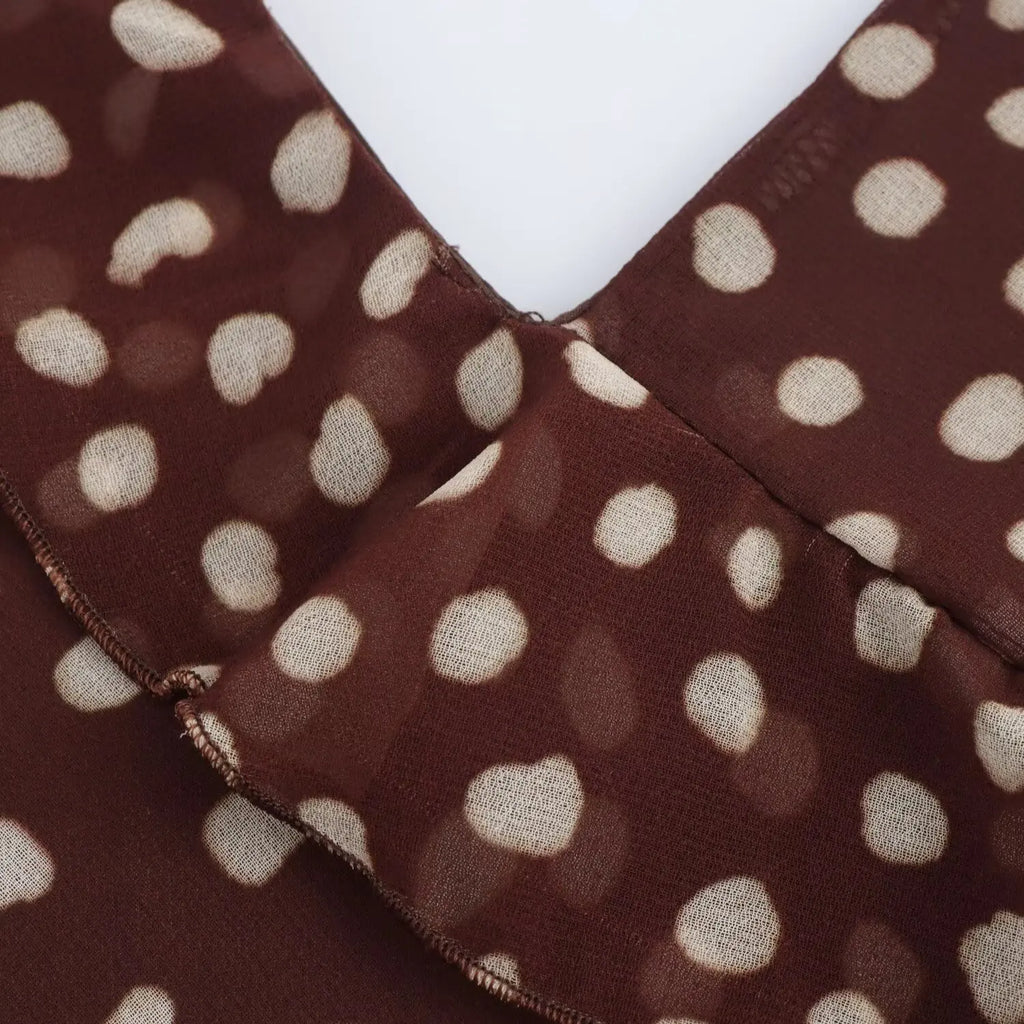 Women's Clothing European And American Style Fashionable Simple Layered Decoration Polka Dot Sleeveless Suspender Retro Dresses