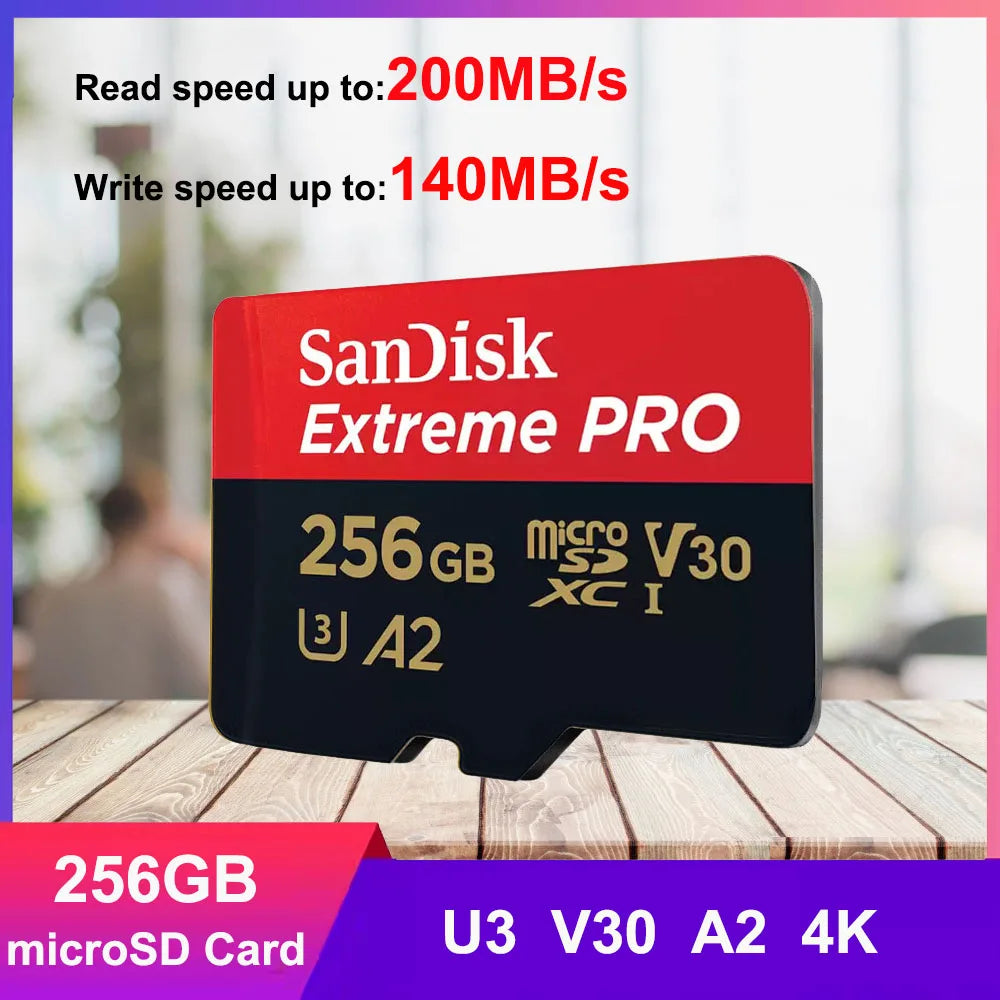 SanDisk MicroSD Memory Card 32GB MicroSDHC 64GB 128GB 256GB MicroSDXC C10 U1 V30 U3 TF Cards for Dash Cam Home Video Monitoring