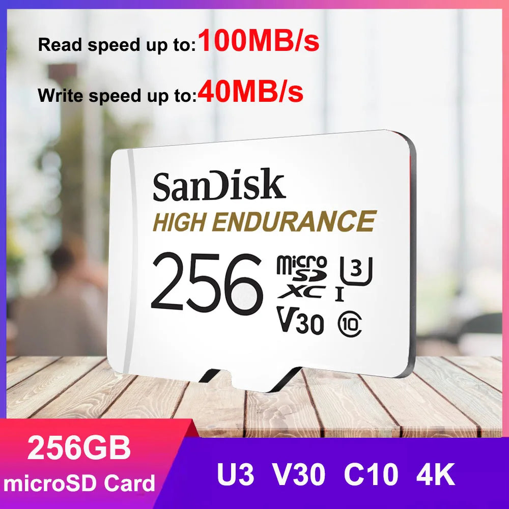 SanDisk MicroSD Memory Card 32GB MicroSDHC 64GB 128GB 256GB MicroSDXC C10 U1 V30 U3 TF Cards for Dash Cam Home Video Monitoring