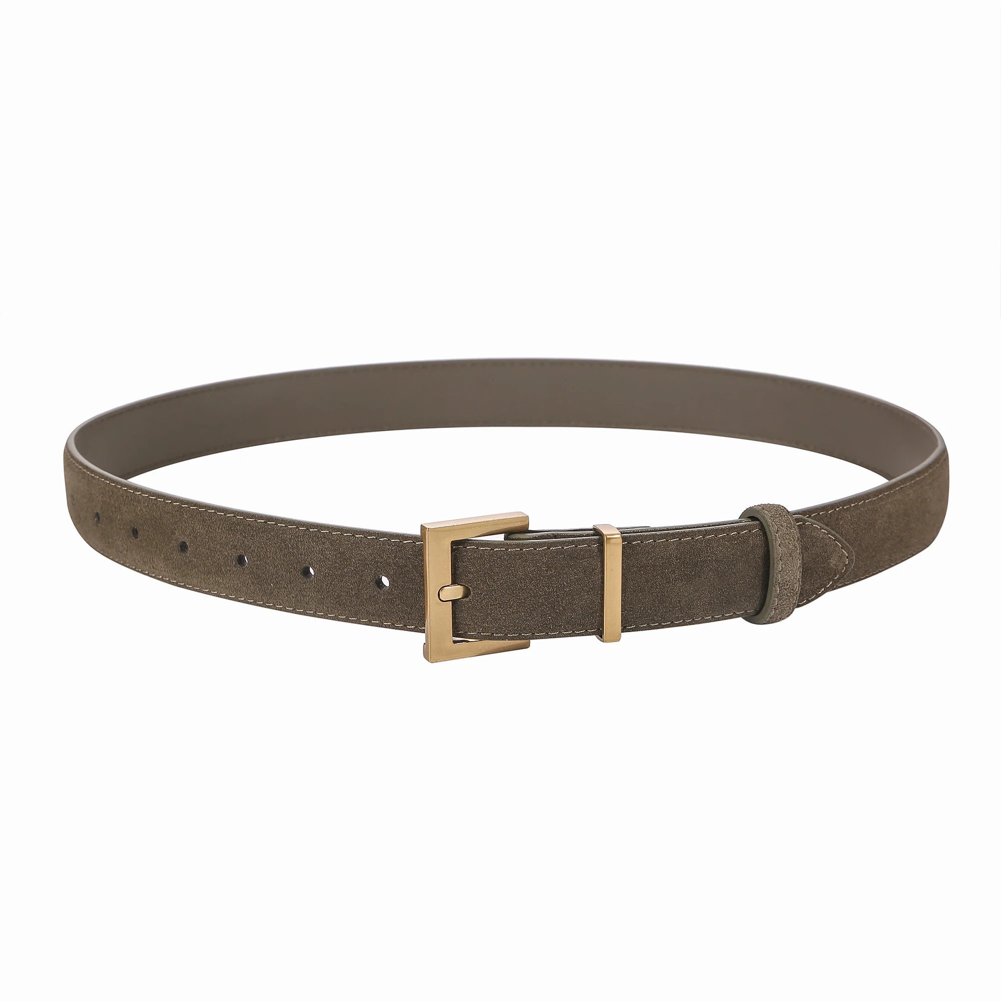 Trendy Women’s Double Genuine Leather Belt Elegant Cowhide Suede with Stylish Square Alloy Buckle Ideal for Dresses and Jeans