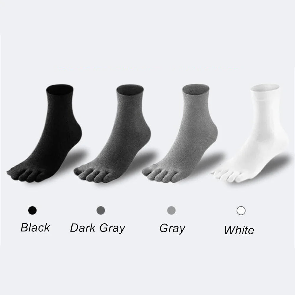 5 PAIRS Pure Cotton Five Fingers Socks Men Pack Sweat-absorbing Summer Thin Sports Split Toe Socks Mid Tube Meias