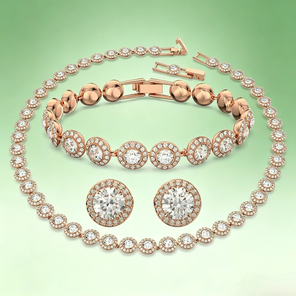 2026 Round Jewelry Set, Unique Earrings,Bracelet,Necklace, For Daily, Party, And Banquet Decor