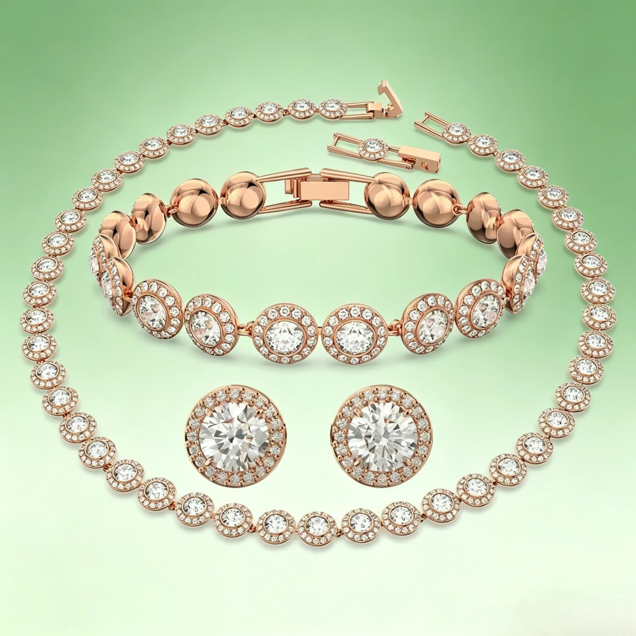 2026 Round Jewelry Set, Unique Earrings,Bracelet,Necklace, For Daily, Party, And Banquet Decor