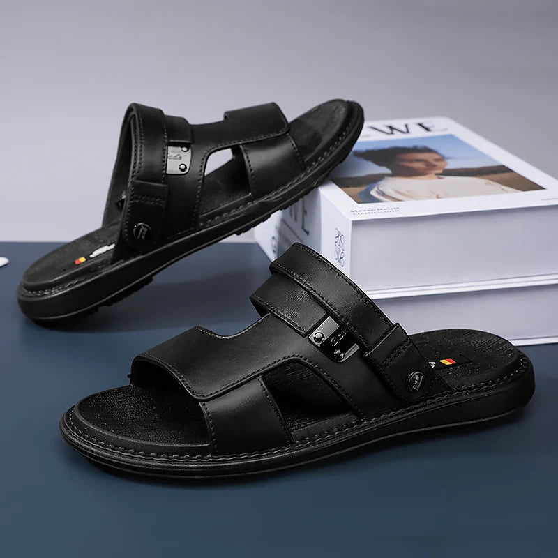 Men's outdoor beach cool slippers with non-smelly feet after leisure, dual-purpose soft-soled shoes, summer non-slip driving san