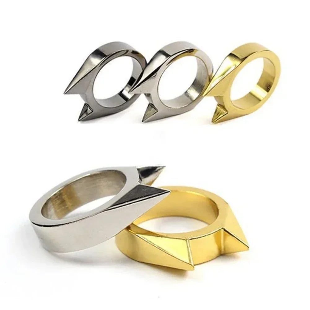 Women Men Cute Cat Ear Rings Self Defense Rings  Metal Knuckle Window Breaker Escorts Attack Rings Unisex Jewelry Accessories
