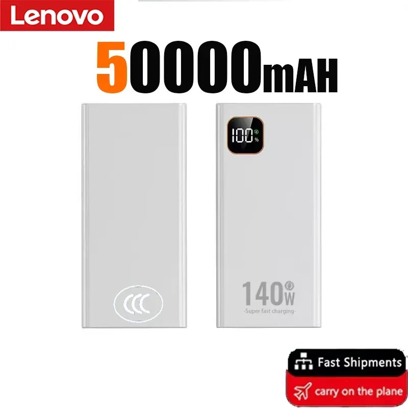 Lenovo 500000mAh High Capacity 140W CCC 2027NEW Power Bank Portable Super Fast Charging Battery Charger for Xiaomi iPhone