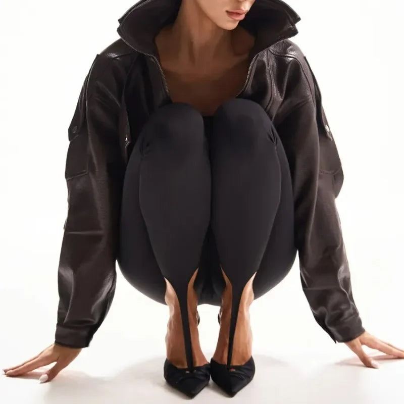 Black Leggings Women Personality New Footless Pantyhose with Reinforced Toe Loop Design Seamless High Waist Butt Lifting Pants