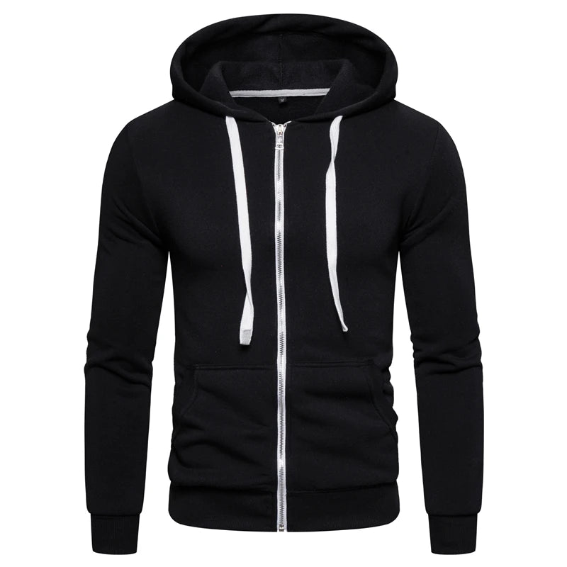 2021 New Autumn Winter Cotton Hoodied Mens Sweatshirts Solid Hoody Fleece Thick Hoodies Men Sportswear Zipper Sweatshirts Men