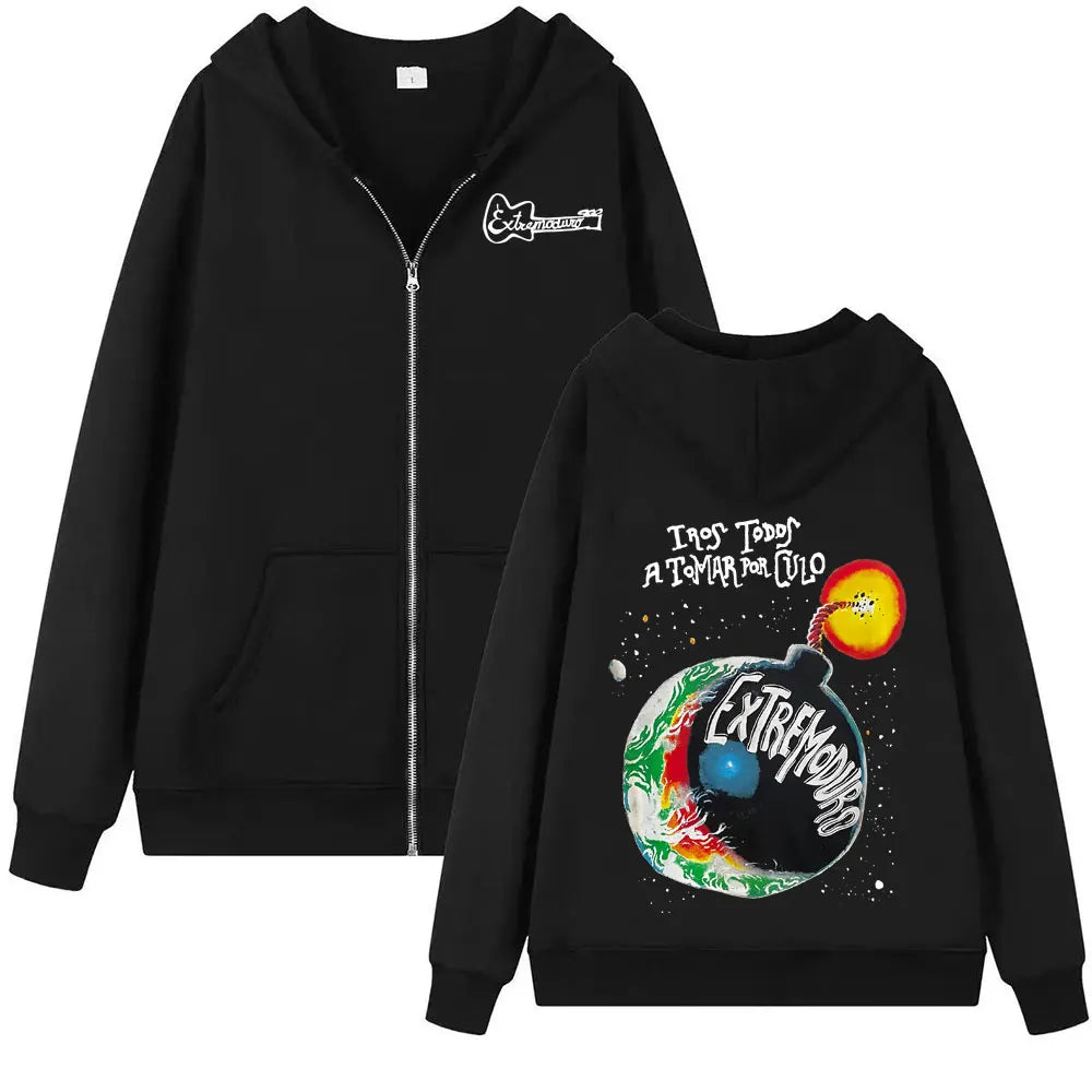 Rock Band Extremoduro Tour 2026 Zip Up Hoodies Men's Fashion Gothic Fleece Sweatshirts Coats Oversized Zipper Hoodie Streetwear