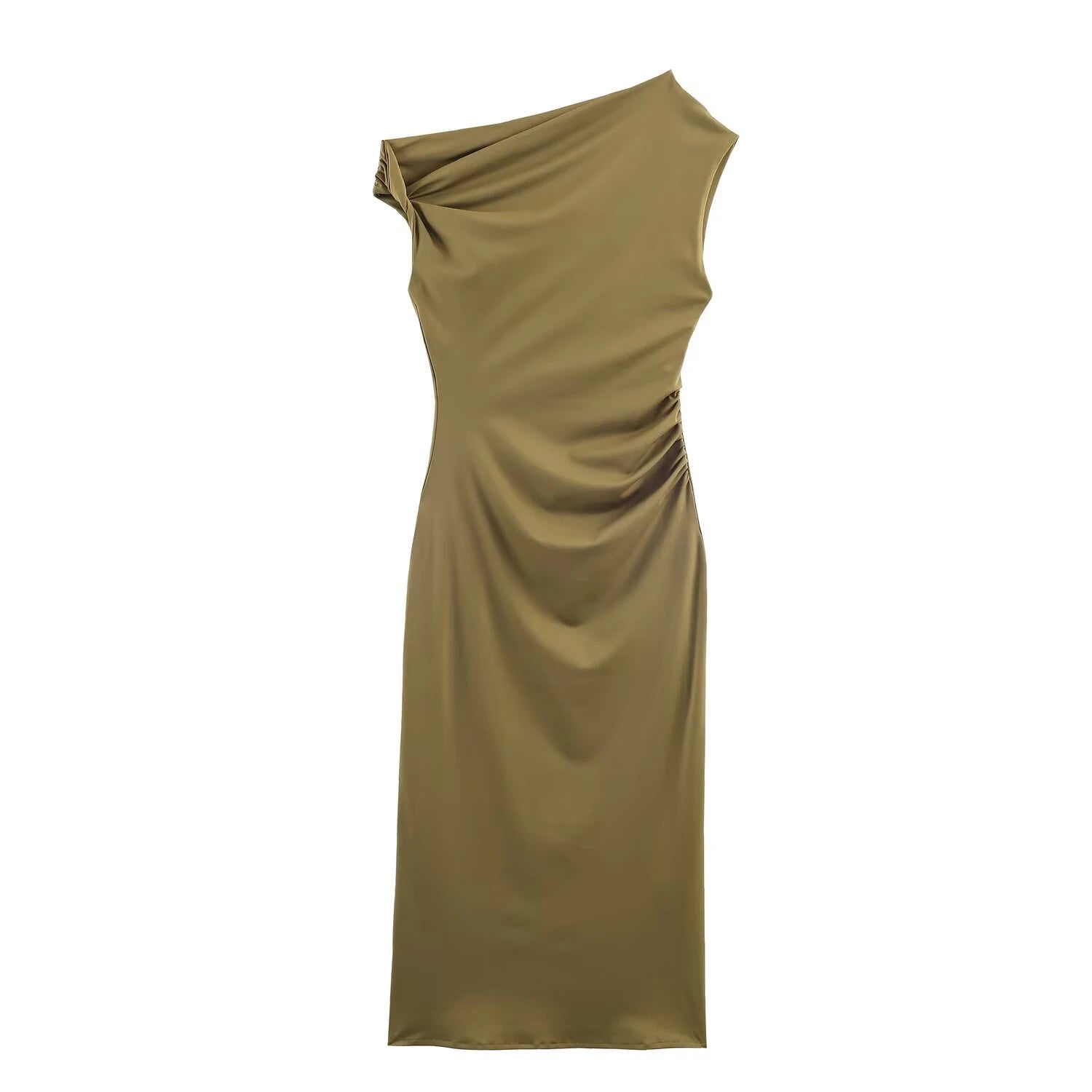 European and American style women's clothing new fashion temperament slim fit solid color not low collar dress