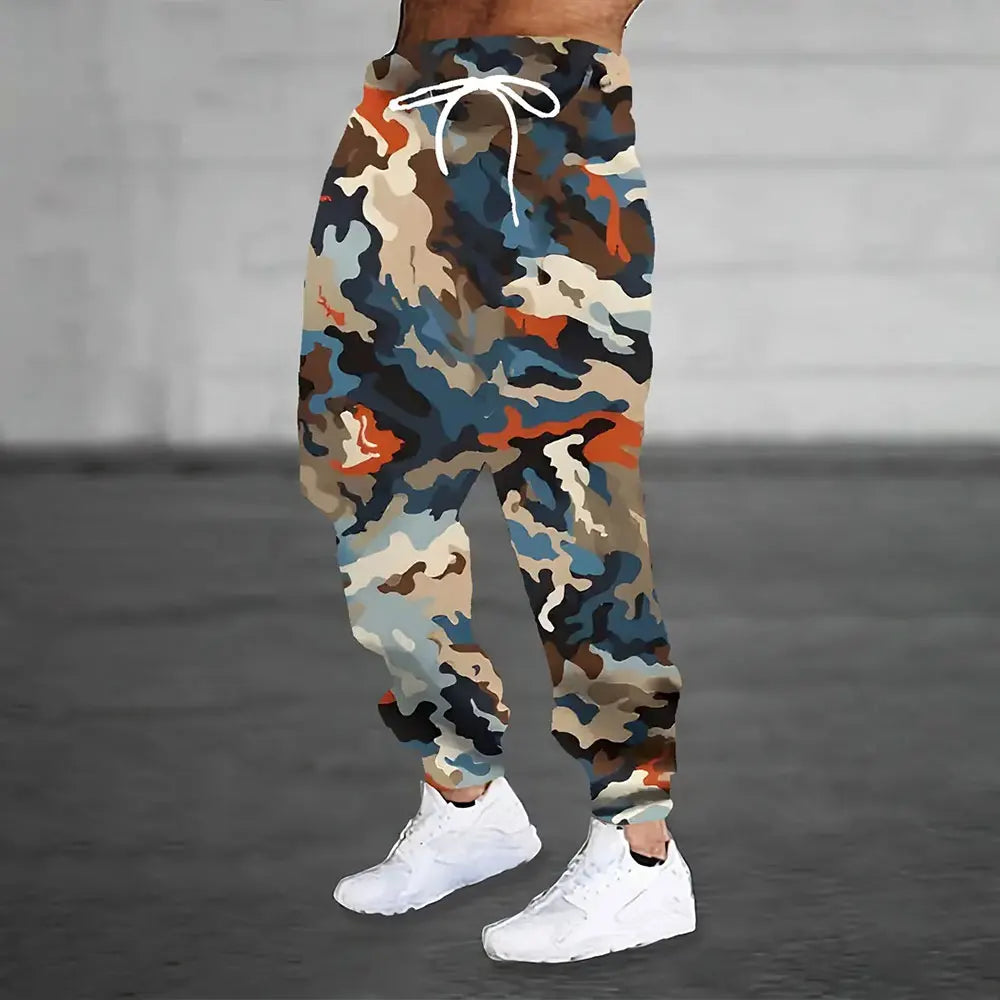 Men's Loose Pocket Draw Rope Sports Sweatpants Winter New Thick Warm Men's Sweatpants Fashion Color Skull Printed Sweatpants