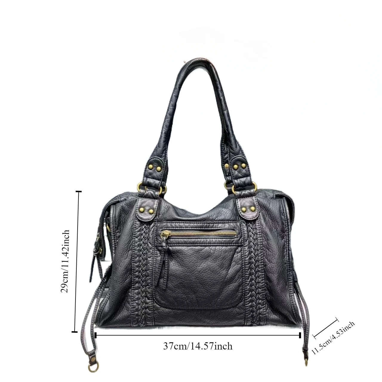 Soft Leather Retro Bag Shoulder Messenger Bag Large Capacity Tote Bag Y2K Motorcycle Bag