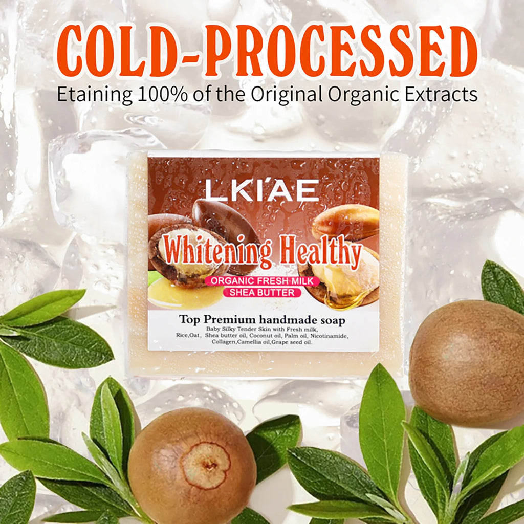 Organic Fresh Milk Whitening Soap Bar, Lighten, Improve Skin Elasticity, Handmade Soap For Face, Body and Hands, 150g/5.3 oz
