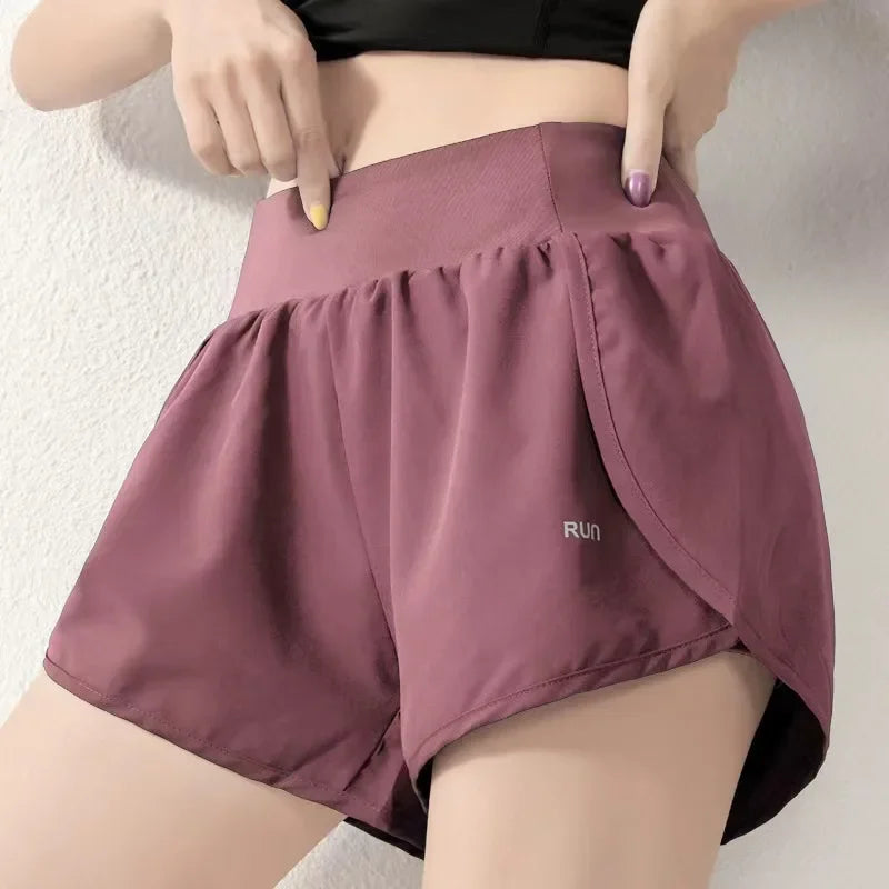 Women's High-Waisted Loose Workout Shorts Quick-Dry Yoga Running Shorts with Built-in Liner Summer Casual Activewear