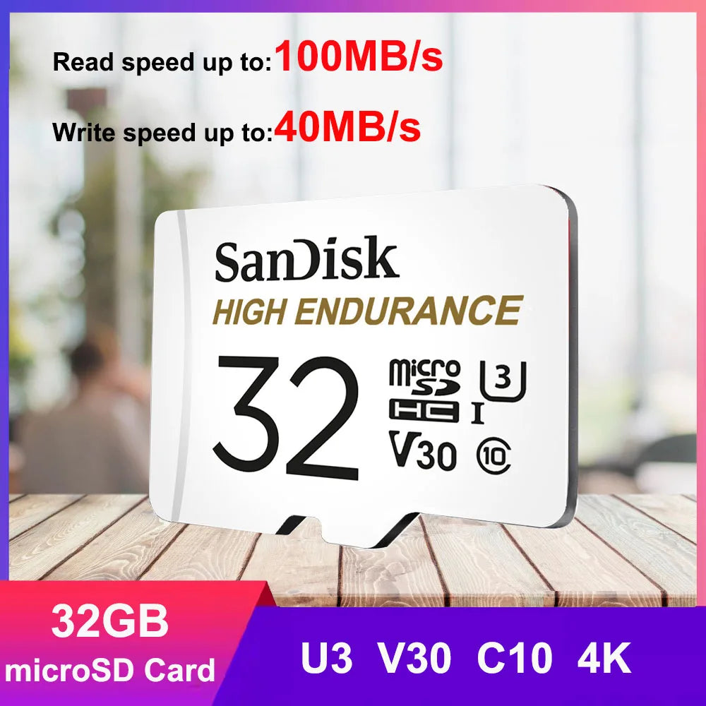 SanDisk MicroSD Memory Card 32GB MicroSDHC 64GB 128GB 256GB MicroSDXC C10 U1 V30 U3 TF Cards for Dash Cam Home Video Monitoring