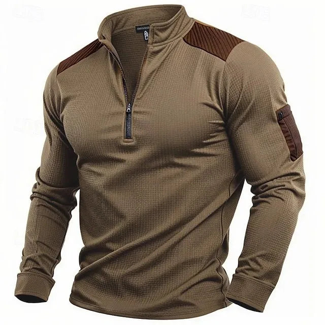 Men's Stand Collar Zip-Up Hooded Jacket, 2025 Fall and Winter Plus Size Oversized Hoodie | Workwear Style Casual Athletic Top
