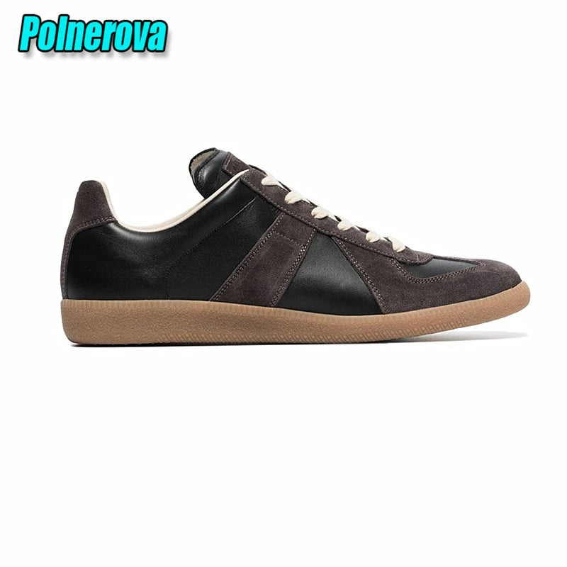 Suede Leather Patchwork Casual Sneakers for Women Men Spring Autumn Round Toe Lace Up Flats Outdoor Training Couple Sports Shoes