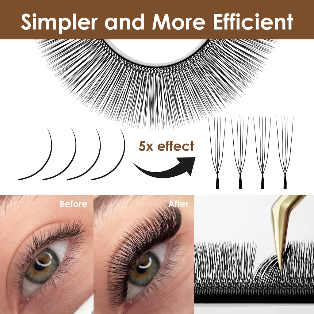 SEEDEW 5Cases/Lot U-Shaped 5D Eyelashes Extensions Natural Soft 5D U Lashes Premium Mink False Eyelashes