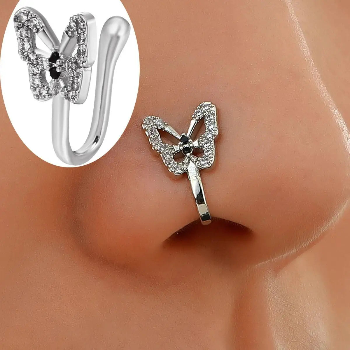 Men Women Nose Ring Clip Fake Septum Piering Rock Hip Hoop Punk Stainless Steel Body Jewelry Non Perforation Nose Clip Ring 2026