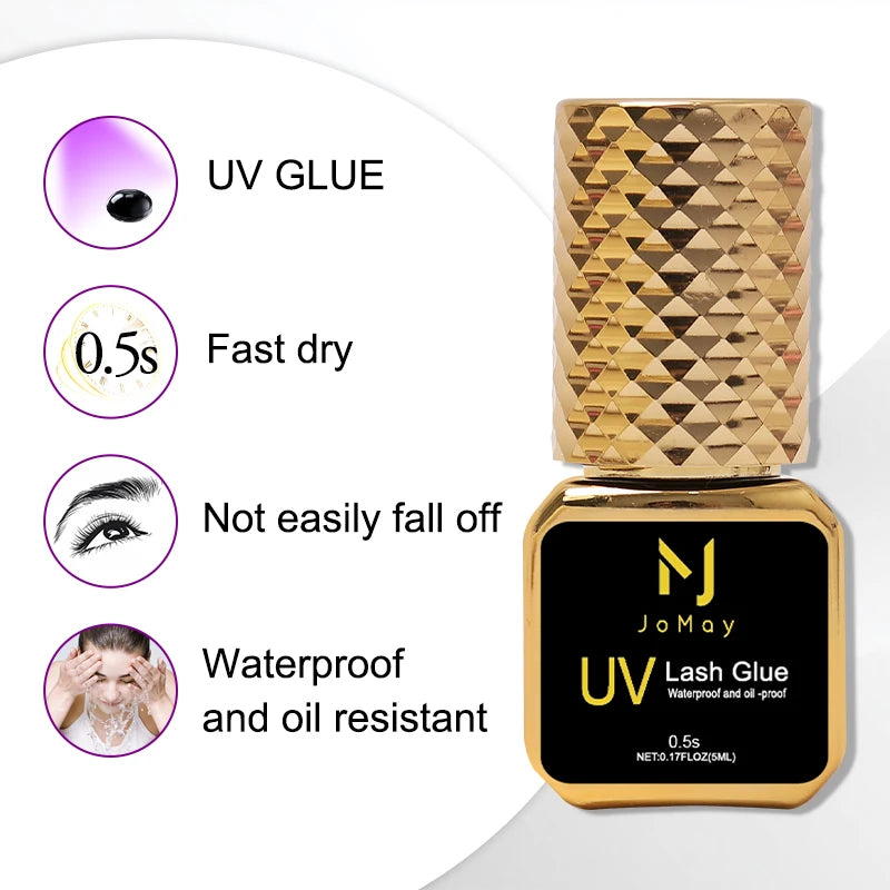 JOMAY 5ml Lashes Adhesive 0.5S for Eyelash Extension UV Glue Long-Lasting Retention 75days UV Black Glue for Eyelash Extension