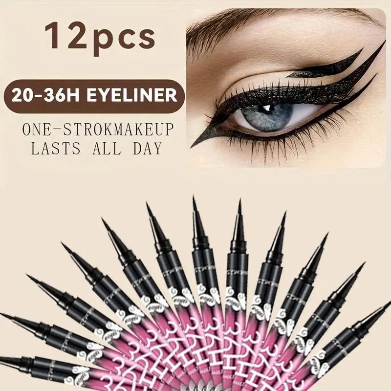 12 PCS Hot Make Up Ultimate Black Liquid Eyeliner Long-lasting Waterproof