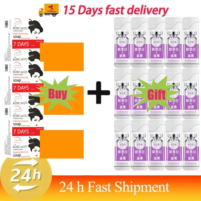 Kojic Acid Body Whitening Soap Deep Skin Bleaching Brighten Body Scrub Knees Intimate Parts Armpits White Nourishing Care Soap
