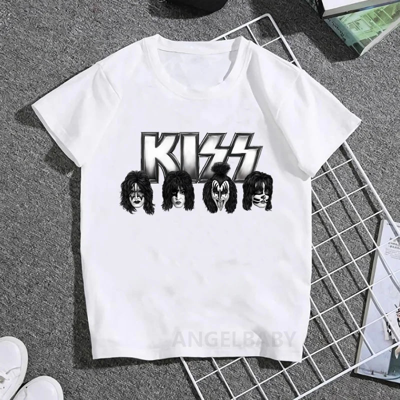 Stormtrooper Fans Kiss Rock Band Print Fashion Kids T shirt Girls Summer Tops Baby Boys Clothes Children Short Sleeve T-shirts