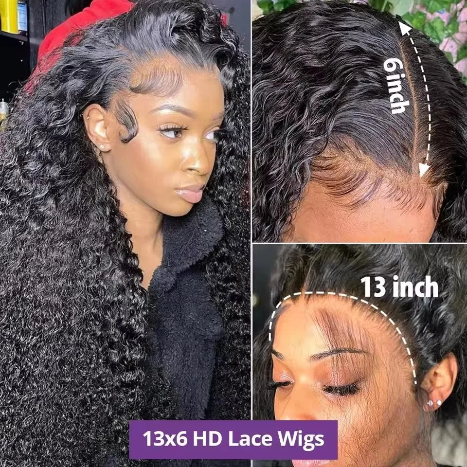 200 Density 13x4 13x6 Hd Transparent Loose Deep Wave Lace Frontal Wig Brazilian 30 40 Inch Curly Lace Front Wigs For Black Women