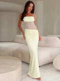 Avrilyaan Mesh Splicing Hollow Spaghetti Strap Backless Party Sexy Dresses Elegant Long Dress Women 2025 Summer Dress Vestidos