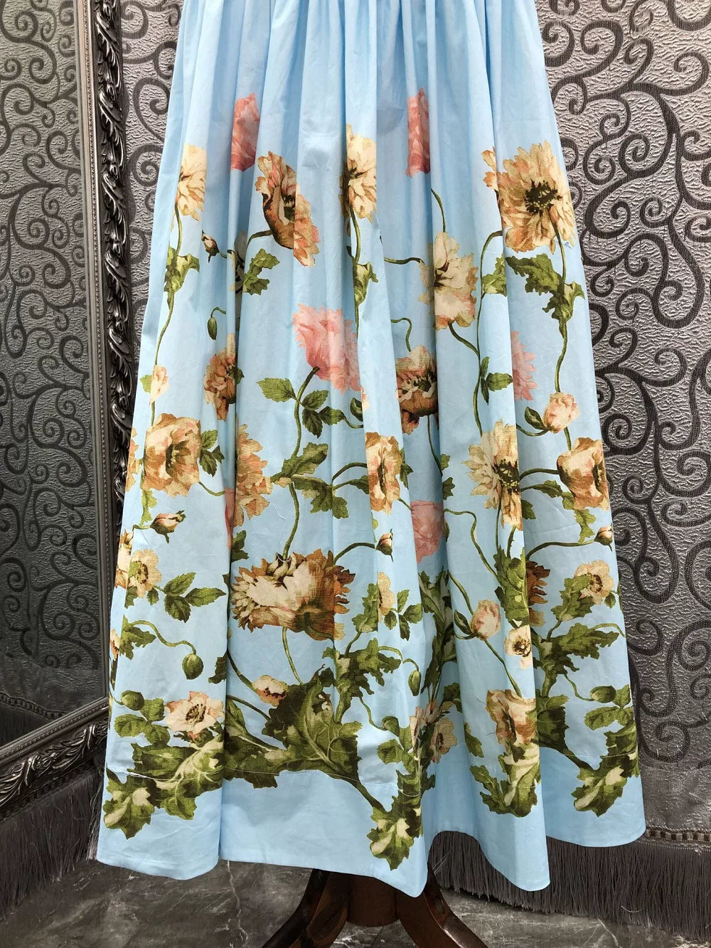 100%Cotton Long Dress 2026 Summer Evening Party Women Spaghetti Strap Colorful Floral Print Luxury Long Blue Maxi Dress Club