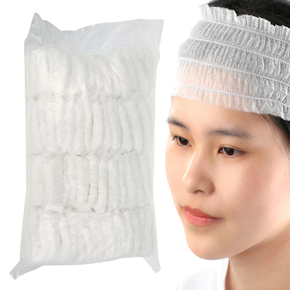 200/100PCS Disposable Stretch Non-Woven Headband Women Girls SPA Salon Makeup Hotel Wide Hairband Travel Portable Turban