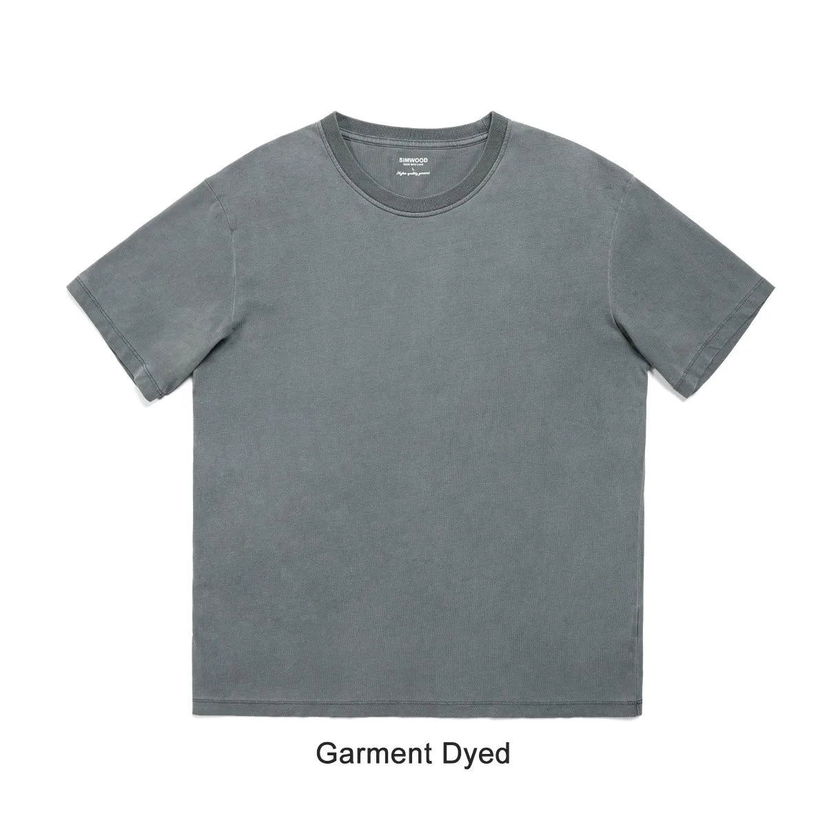 SIMWOOD 2026 Summer Autumn New Washed T-shirts Men Vintage 100% Cotton Tops Plus Size Brand Clothing