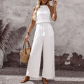 Jumpsuits for Women New Summer Sleeveless Halter Jumpsuit Women Casual White Lace-up Wide-leg Jumpsuit Women Elegance 2026 Q4123