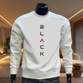 Black Letter Printed Mens Hoodie Classic Crew neck Long Sleeve Pullover Sweatshirt Autumn Spring Casual Warm Fashion Daily Wear